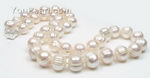 White baroque cultured freshwater pearl necklace, 10-11mm