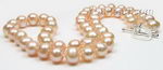 Pink potato shape freshwater pearl necklace wholesale, 8-9mm