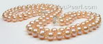 Two rows pink freshwater pearl necklace, 8-9mm