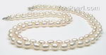 White rice double strand freshwater pearl necklace wholesale, 6-7mm