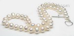 Natural white cultured freshwater pearl necklace wholesale, 8-9mm