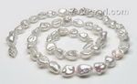 Natural white Keshi pearl necklace wholesale, AA 7.5-8.5mm