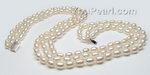 Triple strand white freshwater pearl necklace wholesale, 6-7mm