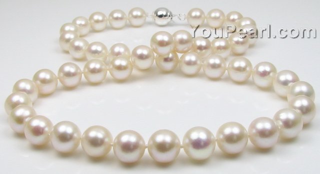FPN165 AA white round cultured freshwater pearl necklace wholesale, 8.5-9.5mm