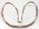 AA+ multicolor round gradual sizing freshwater pearl necklace, 3-8mm