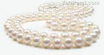 White near round freshwater pearl in opera length on sales, 7.5-8.5mm