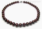 Coffee off round freshwater pearl necklace buy direct, 9.5-10.5mm