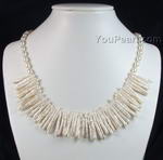 Fresh water biwa stick pearl necklace factory direct sale
