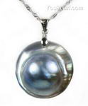 Gray mabe pearl pendant whole sale, sterling silver, 22-24mm