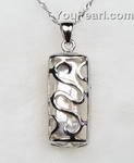 Sterling silver cage white freshwater pearl pendant wholesale