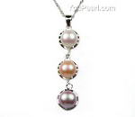 Multicolor freshwater pearl sterling silver pendant on sale, 6-7mm