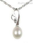 Sterling silver white teardrop freshwater pearl pendant onsale, 7-8mm