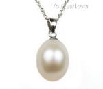 Sterling silver white freshwater pearl pendant on sale, 9-10mm