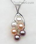 Fresh water pearl multicolor pendant online direct sale, 6-7mm, 925 silver