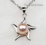 925 silver freshwater pink pearl pendant on sale, 7-8mm