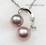 925 silver lavender freshwater pearl pendant wholesale, 8-10mm