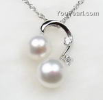 Sterling silver white pearl pendant discounted wholesale, 8-10mm