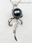 925 silver black fresh water pearl pendant on sale, 7-8mm
