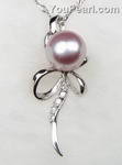Sterling silver lavender freshwater pearl pendant discount sale, 7-8mm