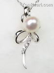 White freshwater pearl pendant online sale, 925 silver, 7-8mm