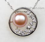 Fresh water pearl pink pendant, 925 sterling silver on sale, 9-10mm