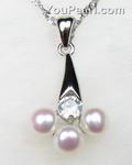 White fresh water pearl pendant buck wholesale, 925 silver, 5-5.5mm