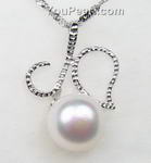 Freshwater white pearl pendant of sterling silver buck sale, 10-11mm