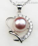 925 sterling silver lavender fresh water pearl pendant on sale, 9-10mm
