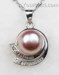 925 sterling silver lavender fresh water pearl pendant on sale, 10-11mm