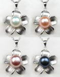 Fresh water flower pearl pendant, 925 sterling silver on sale, 8-9mm