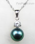 Freshwater black pearl pendant, 925 silver wholesale online, 10-11mm