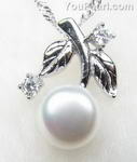 Cultured pearl leaf pendant manufacturer direct sale, 9-10mm