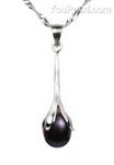 Freshwater black pearl flower bud pendant sale, 925 silver, 7-8mm