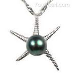 starfish fresh water pearl pendant buy bulk, sterling silver, 7-8mm