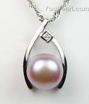 Wish pearl pendant wholesale, lavender cultured freshwater, 10-10.5mm