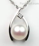 Wish pearl pendant online sale, white cultured fresh water, 10-10.5mm