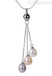 Multicolor cultured pearl teardrop pendant bulk sale, 925 silver, 7-8mm