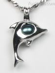 Dolphin 925 silver cage black wish pearl pendant bulk sale, 5-6mm