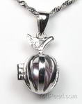 925 silver apple cage cultured lavender wish pearl pendant for sale, 7-8mm