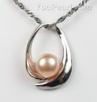 Pink cultured pearl pendant buy bulk, sterling silver, 8-9mm