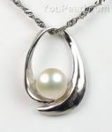 Sterling cultured white pearl pendant whole sale, 8-9mm