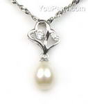 Freshwater white cultured pearl pendant on sale, 7-8mm