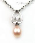 Pink pearl pendant bulk sell, 925 sterling silver, 7-8mm