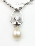 Sterling silver pendant of white pearl discount sale, 7-8mm