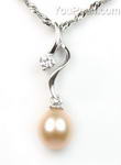 Sterling pink fresh water pearl pendant factory sale directly, 7-8mm