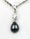 Fresh water black pearl 925 silver pendant for sale, 7-8mm