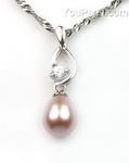 Lavender cultured pearl 925 silver pendant direct buy, 7-8mm