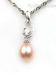 Pink freshwater pearl 925 silver pendant on sale, 7-8mm