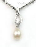White cultured pearl pendant for sale, 925 sterling silver, 7-8mm