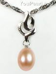 Pink freshwater pearl 925 silver pendant buy bulk, 7-8mm